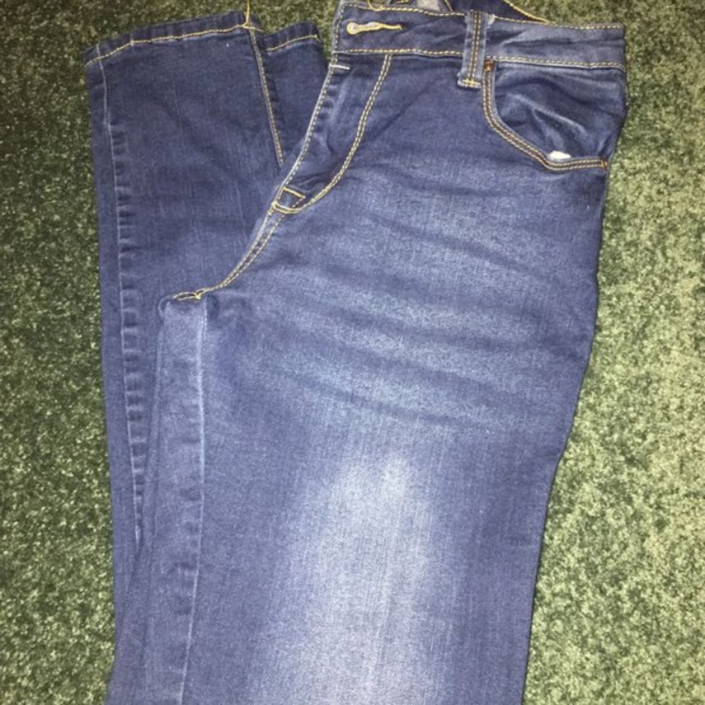 Dark Denim with White Wash Stretch Skinny Jean